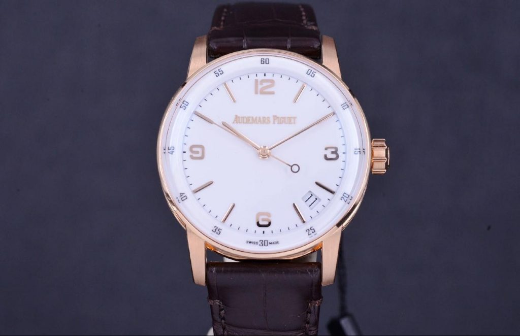 The 18k rose gold copy watches have silvery dials.